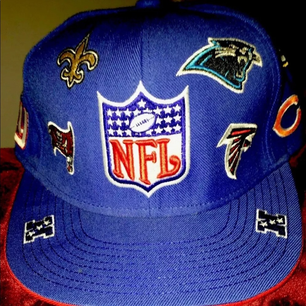 Vintage Blue Size 7 3/8 All 16 NFC NFL team Logos